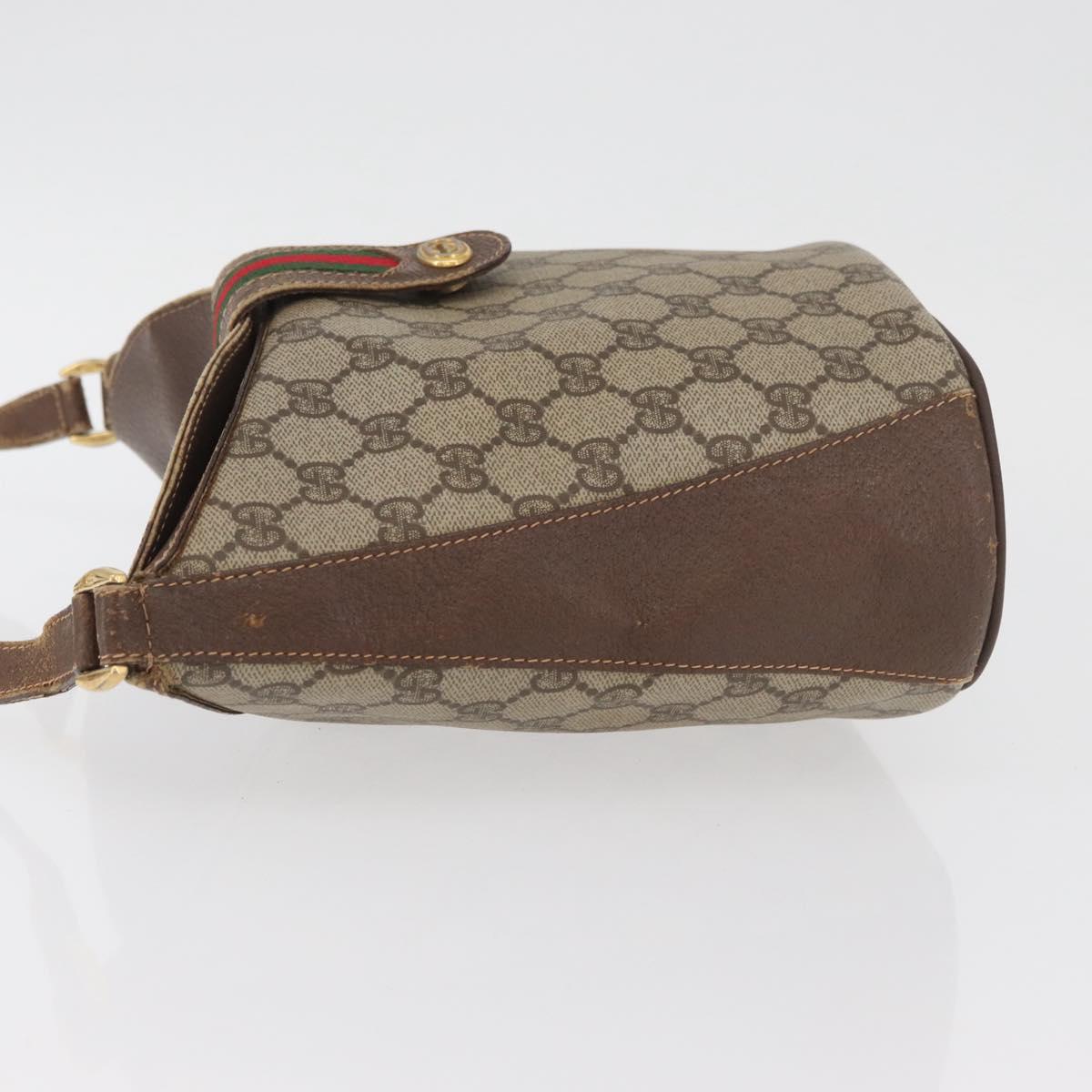 GUCCI GG Supreme Web Sherry Line Bag PVC Beige Gold 40 02 081 Auth YKZ594