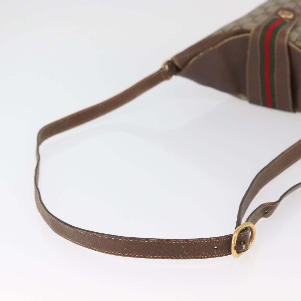 GUCCI GG Supreme Web Sherry Line Bag PVC Beige Gold 40 02 081 Auth YKZ594