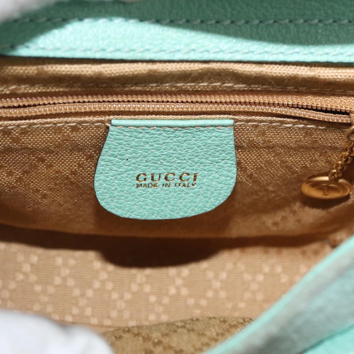 GUCCI Bamboo Hand Bag Suede 2way Turquoise Blue Gold 007 1793 0238 Auth YKZ601
