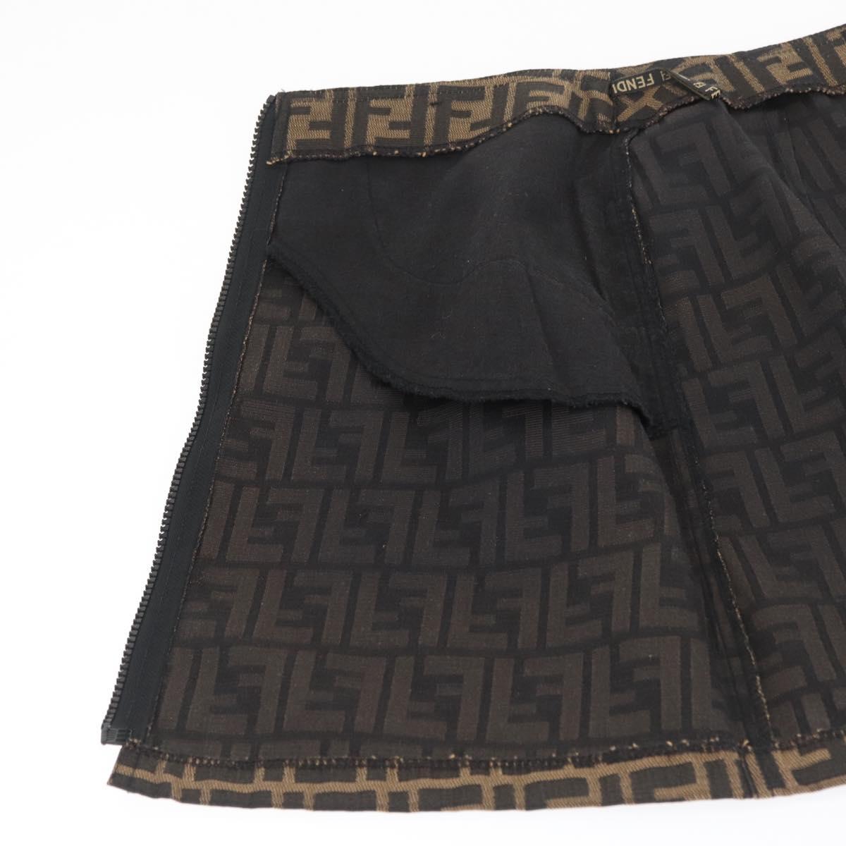 FENDI Zucca Canvas Skirt Black Brown Auth YKZ602A
