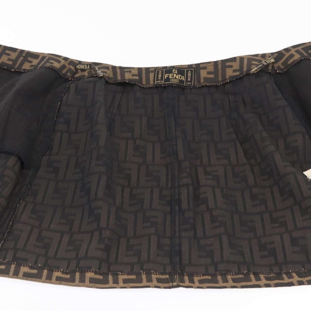 FENDI Zucca Canvas Skirt Black Brown Auth YKZ602A