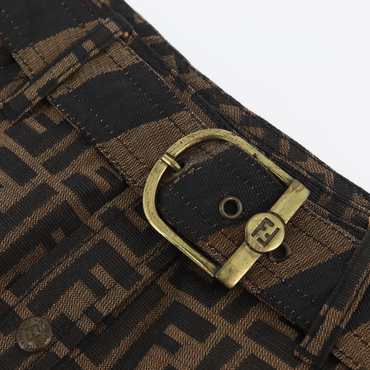 FENDI Zucca Canvas Skirt Black Brown Auth YKZ603A