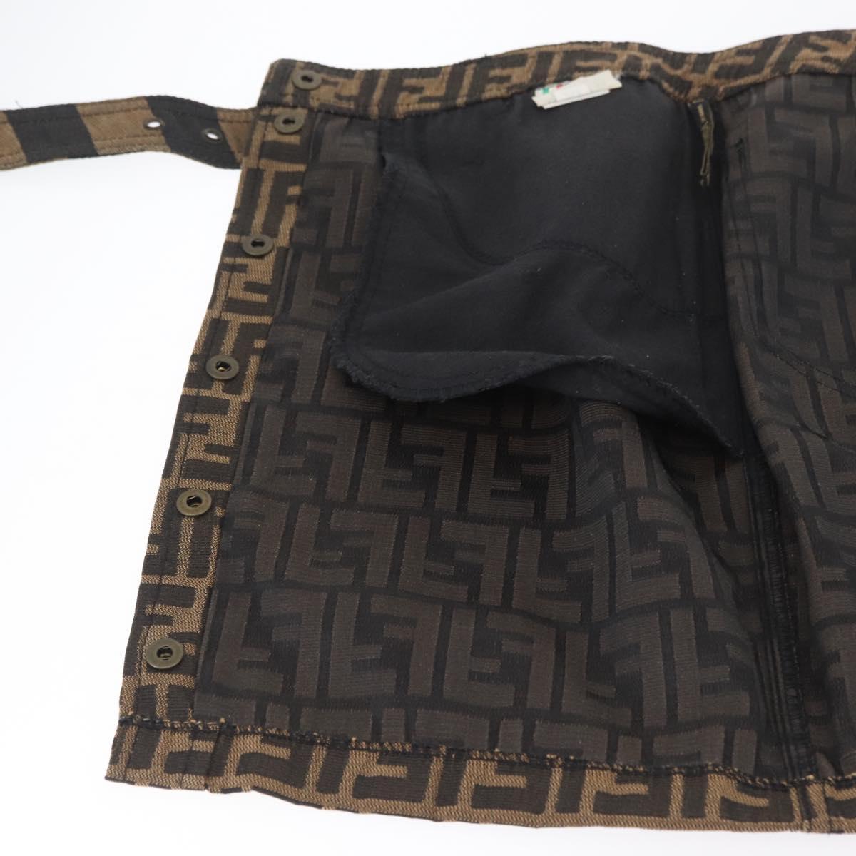 FENDI Zucca Canvas Skirt Black Brown Auth YKZ603A