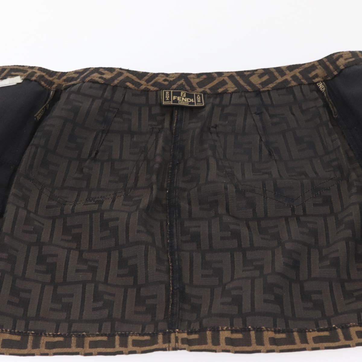 FENDI Zucca Canvas Skirt Black Brown Auth YKZ603A