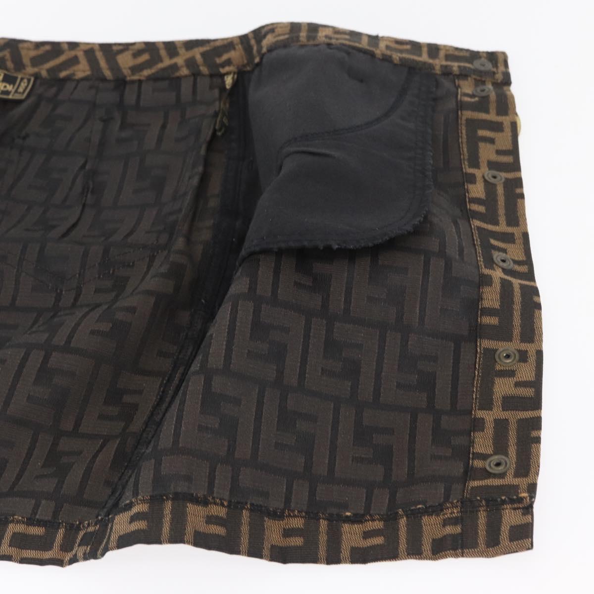 FENDI Zucca Canvas Skirt Black Brown Auth YKZ603A