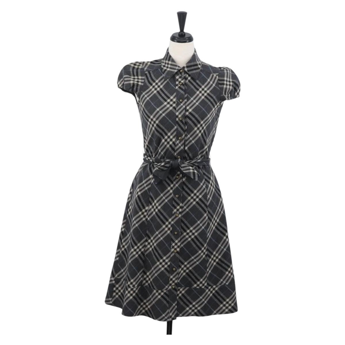 BURBERRY Nova Check One Piece Blue Label Canvas Gray Auth YKZ605A