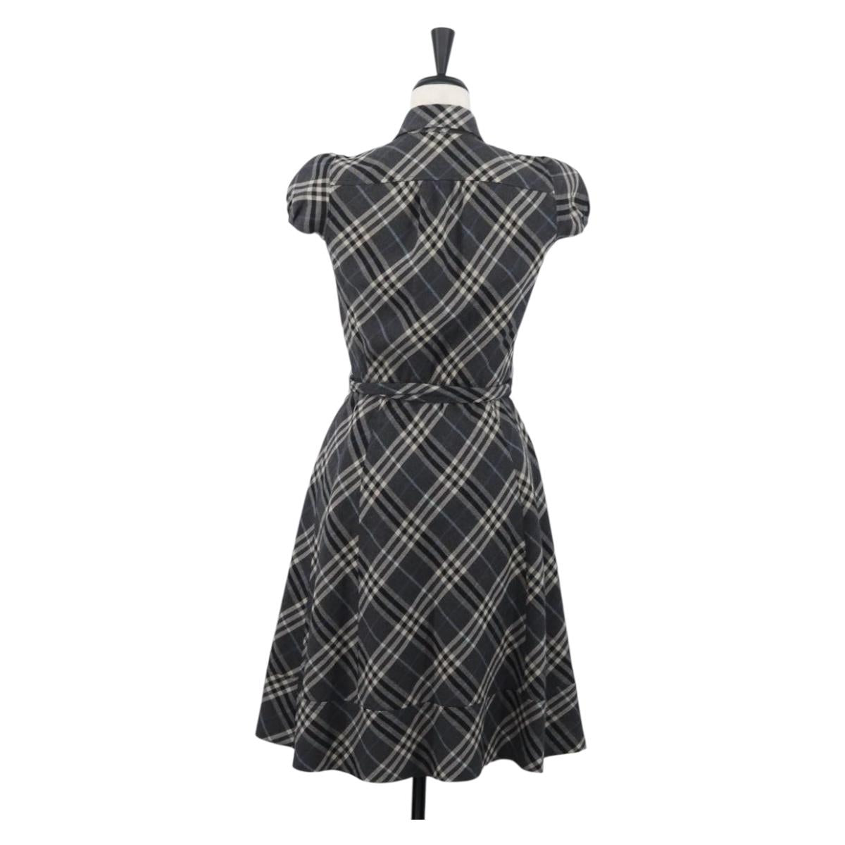 BURBERRY Nova Check One Piece Blue Label Canvas Gray Auth YKZ605A