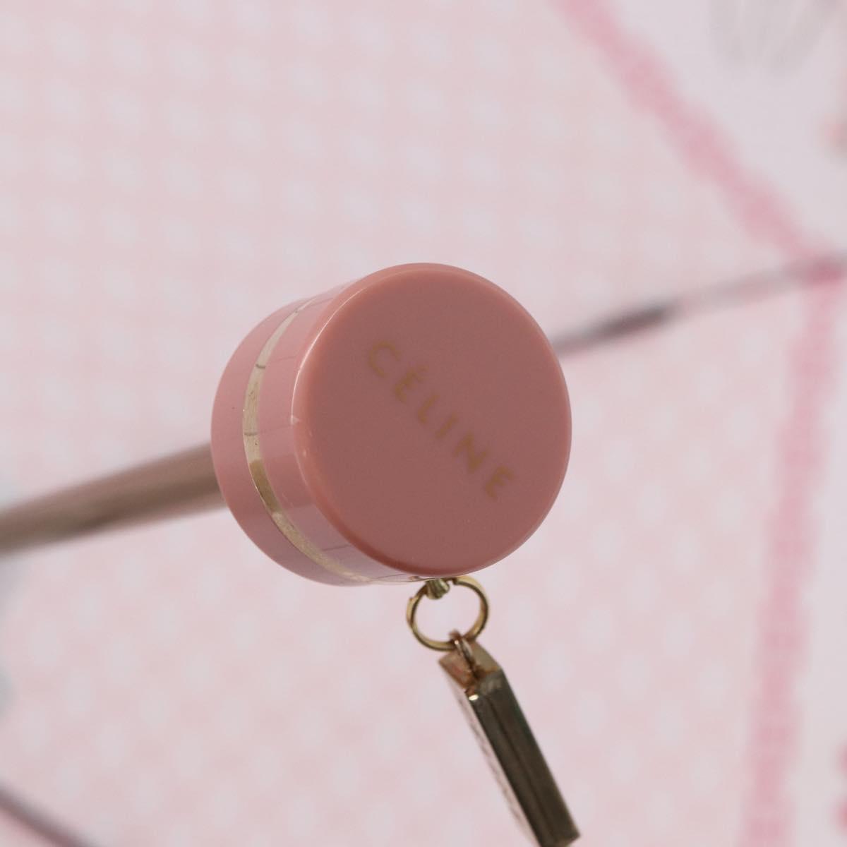 CELINE Macadam Canvas Folding Umbrella Nylon Pink Auth YKZ608A