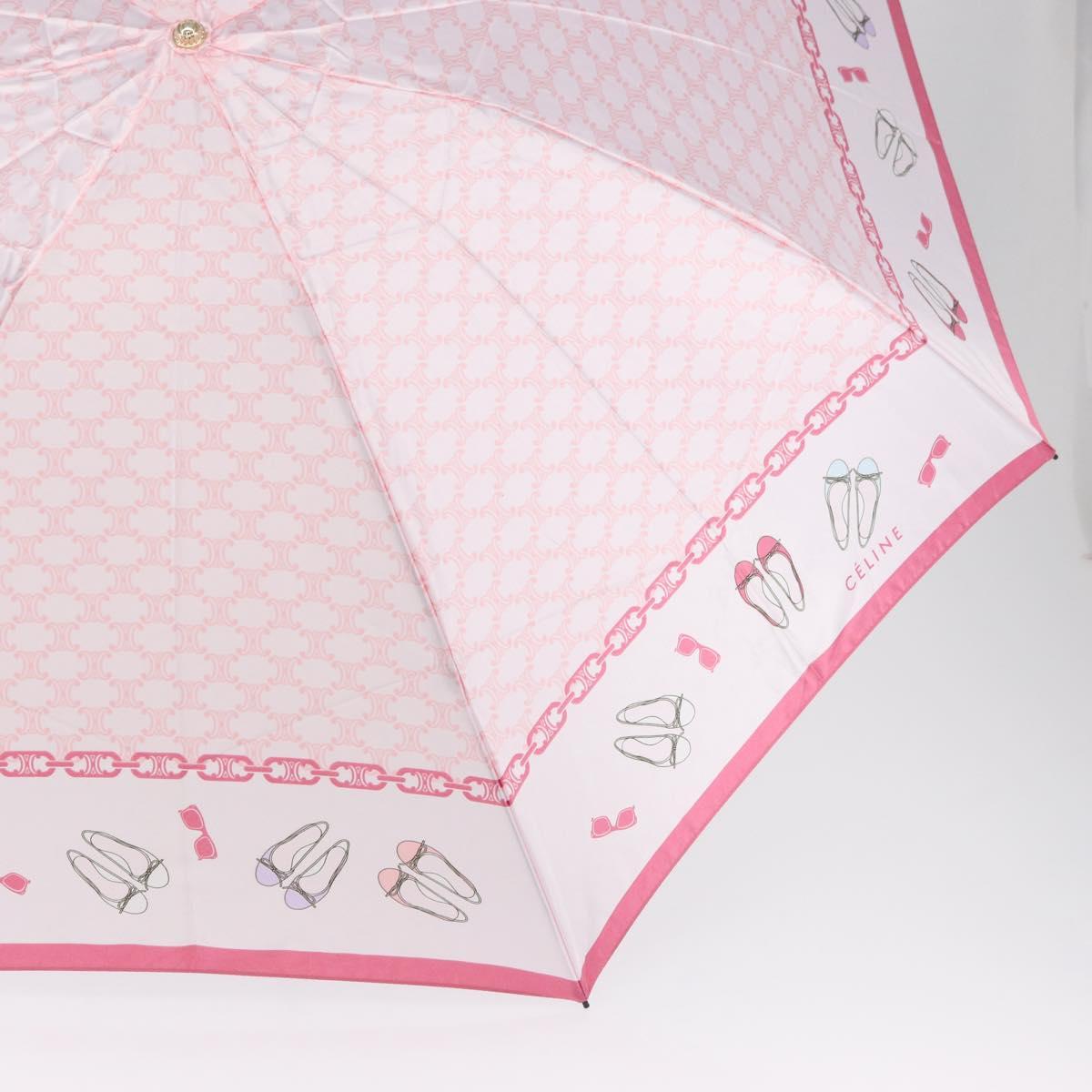 CELINE Macadam Canvas Folding Umbrella Nylon Pink Auth YKZ608A