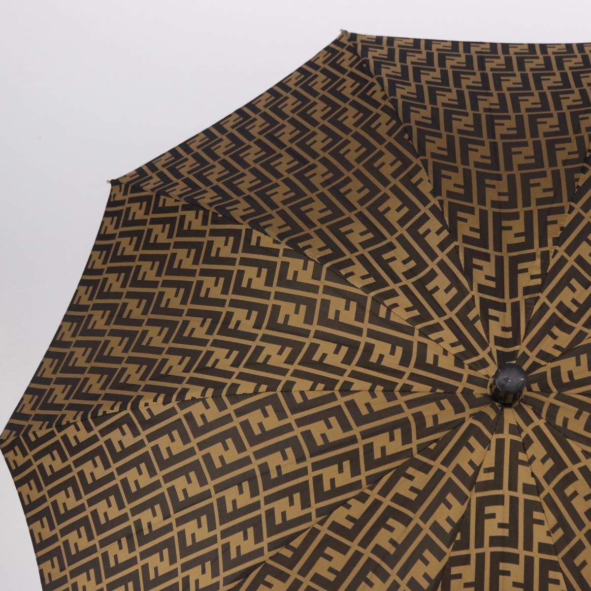 FENDI Zucca Canvas Umbrella Nylon Black Brown Auth YKZ610A