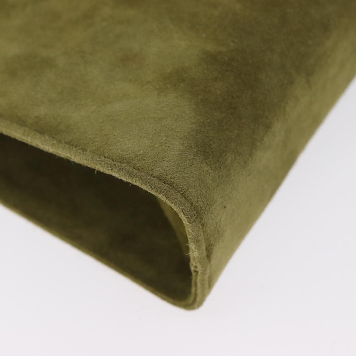 Salvatore Ferragamo Shoulder Bag Suede Green Gold Auth YKZ621