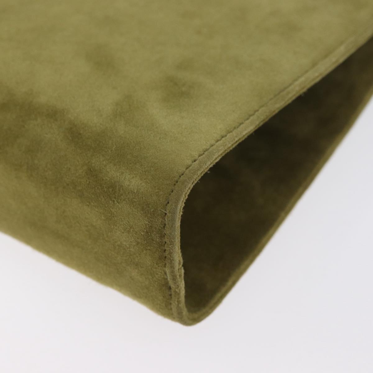 Salvatore Ferragamo Shoulder Bag Suede Green Gold Auth YKZ621
