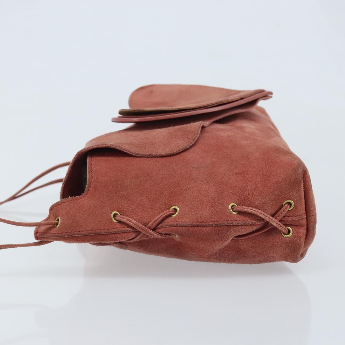 GUCCI Shoulder Bag Suede Pink Gold 95107 Auth YKZ626