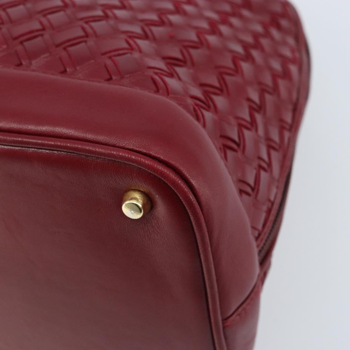 BALLY Hand Bag Leather Red Gold Auth YKZ628A