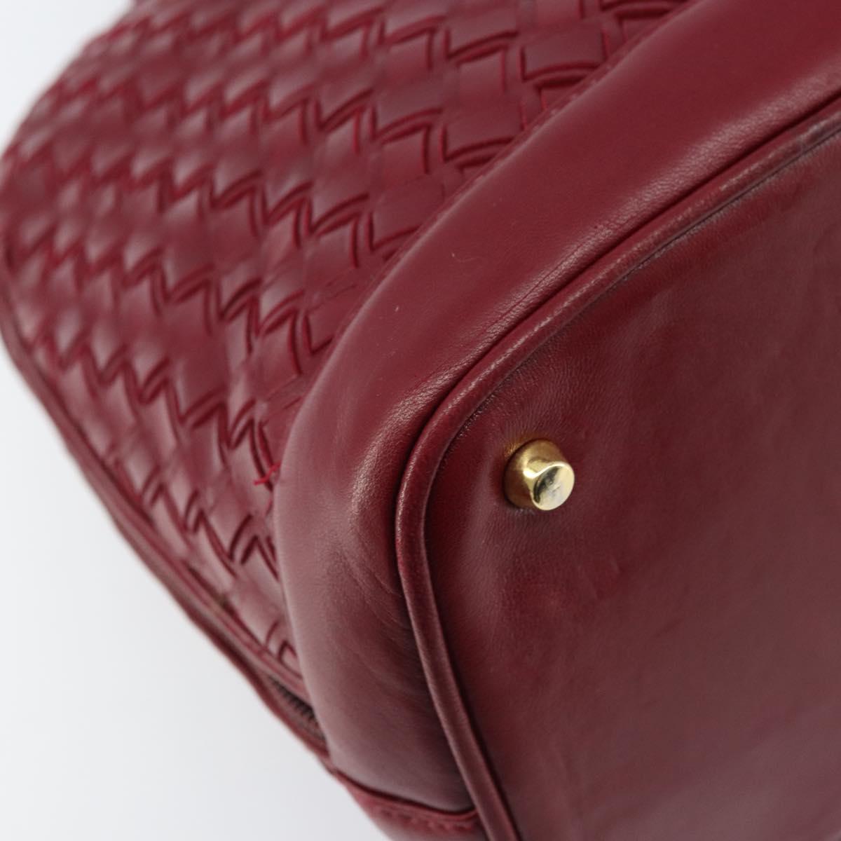 BALLY Hand Bag Leather Red Gold Auth YKZ628A