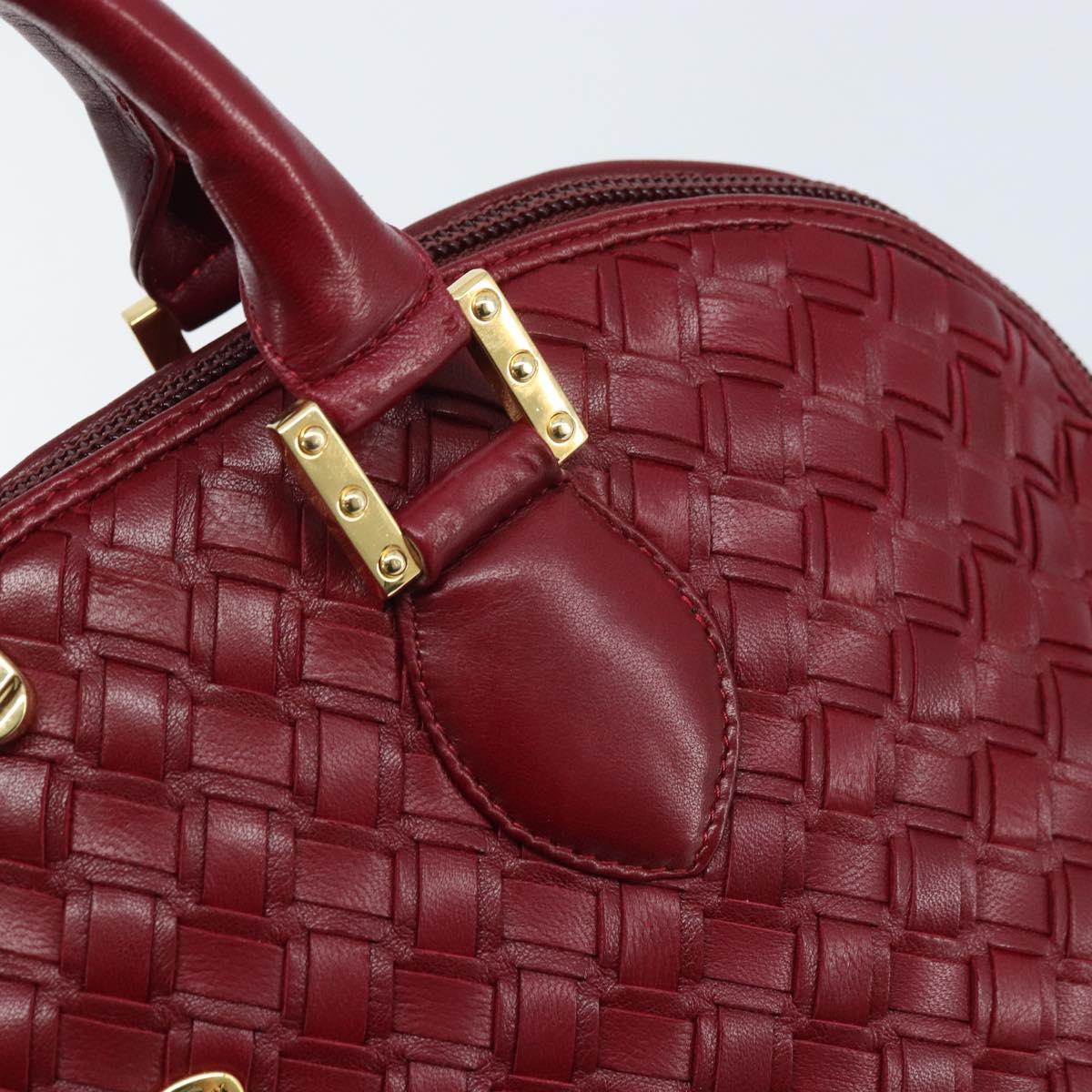 BALLY Hand Bag Leather Red Gold Auth YKZ628A
