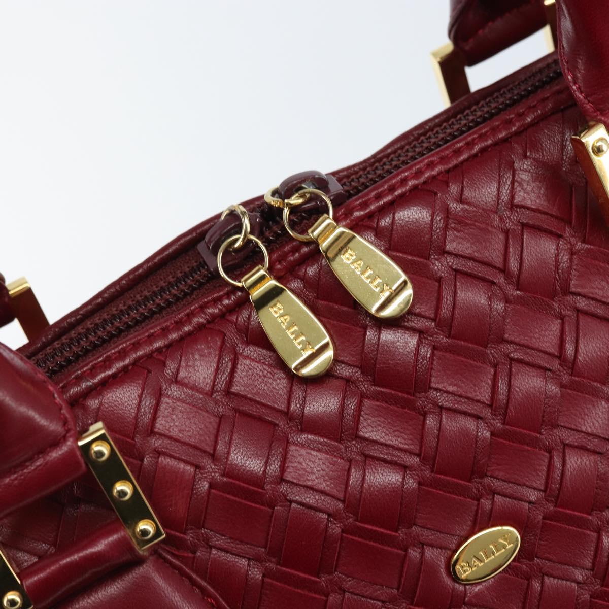 BALLY Hand Bag Leather Red Gold Auth YKZ628A