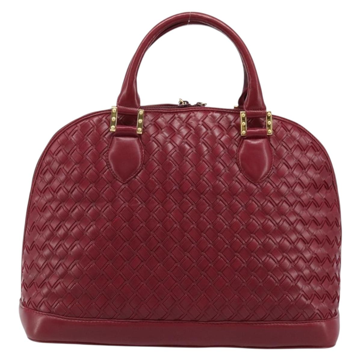 BALLY Hand Bag Leather Red Gold Auth YKZ628A