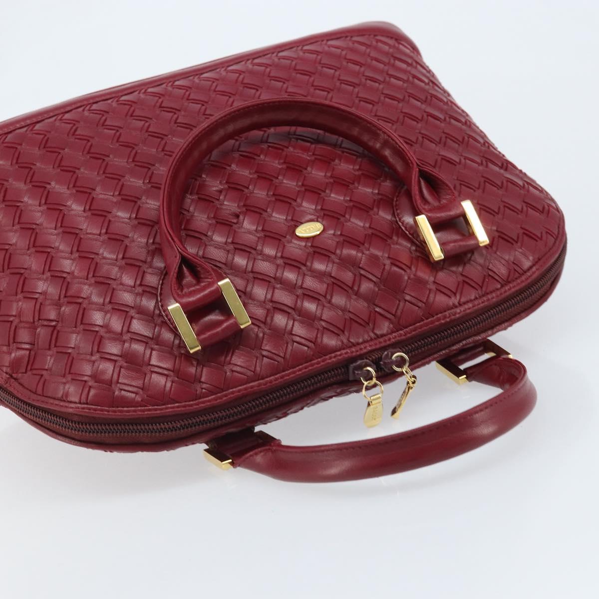 BALLY Hand Bag Leather Red Gold Auth YKZ628A