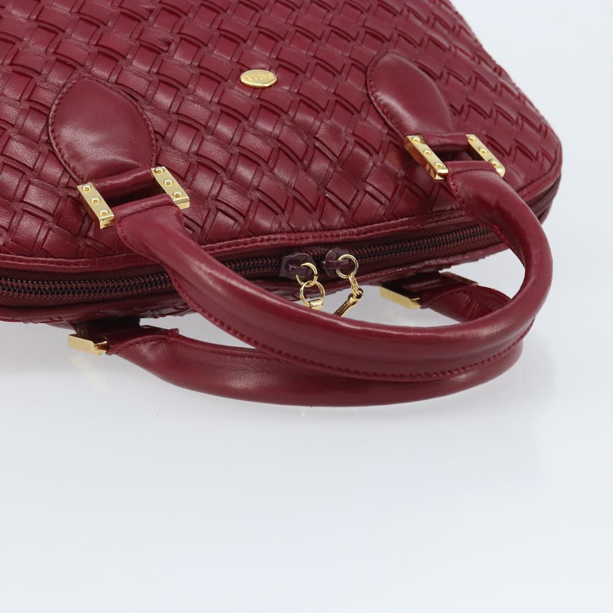 BALLY Hand Bag Leather Red Gold Auth YKZ628A