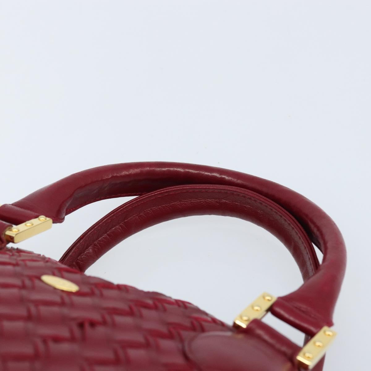 BALLY Hand Bag Leather Red Gold Auth YKZ628A