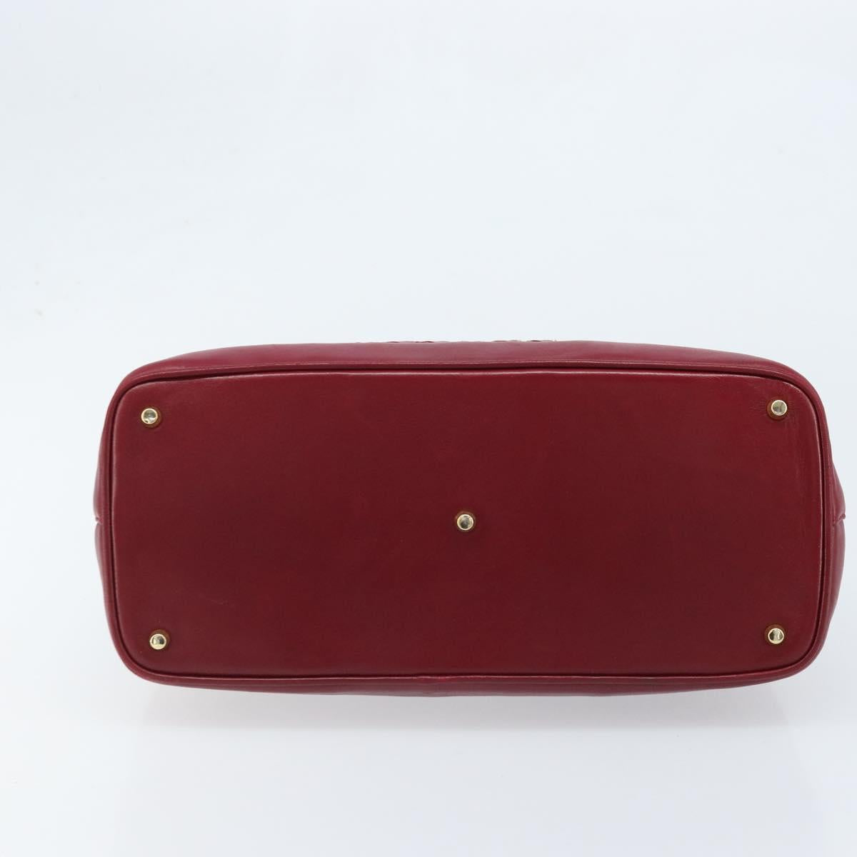 BALLY Hand Bag Leather Red Gold Auth YKZ628A