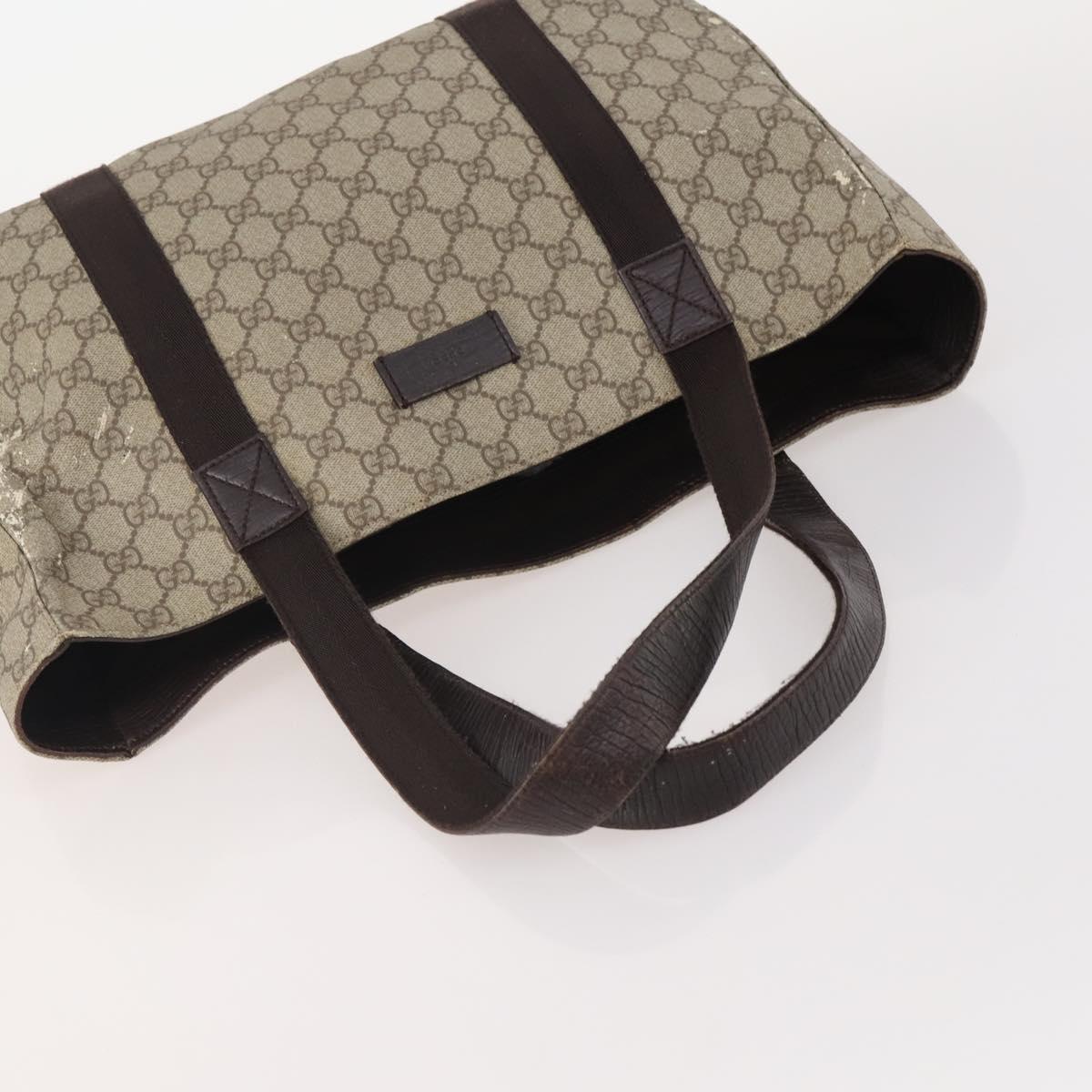 GUCCI GG Supreme Hand Bag Leather PVC 2 Set Brown Beige Auth YKZ714
