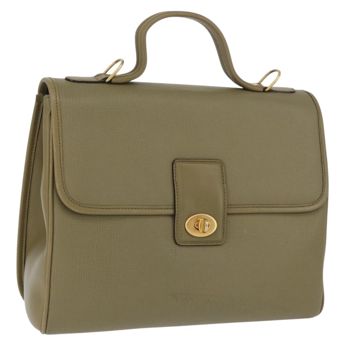 GUCCI Hand Bag Leather Green Gold Auth YKZ715