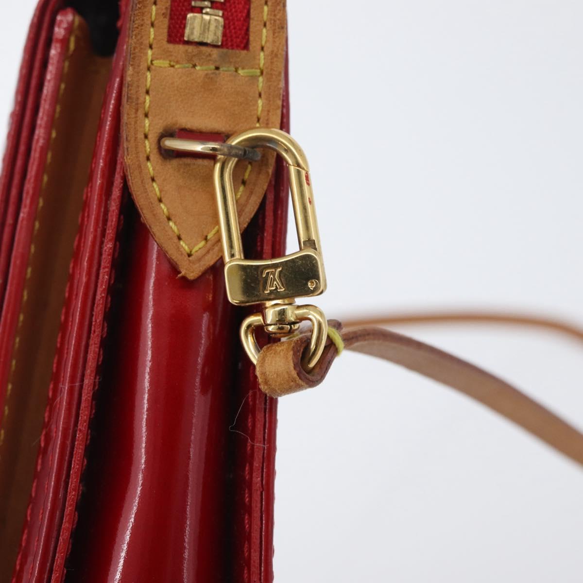 LOUIS VUITTON Monogram Vernis Motto Accessory Pouch Red M91137 LV Auth YKZ724