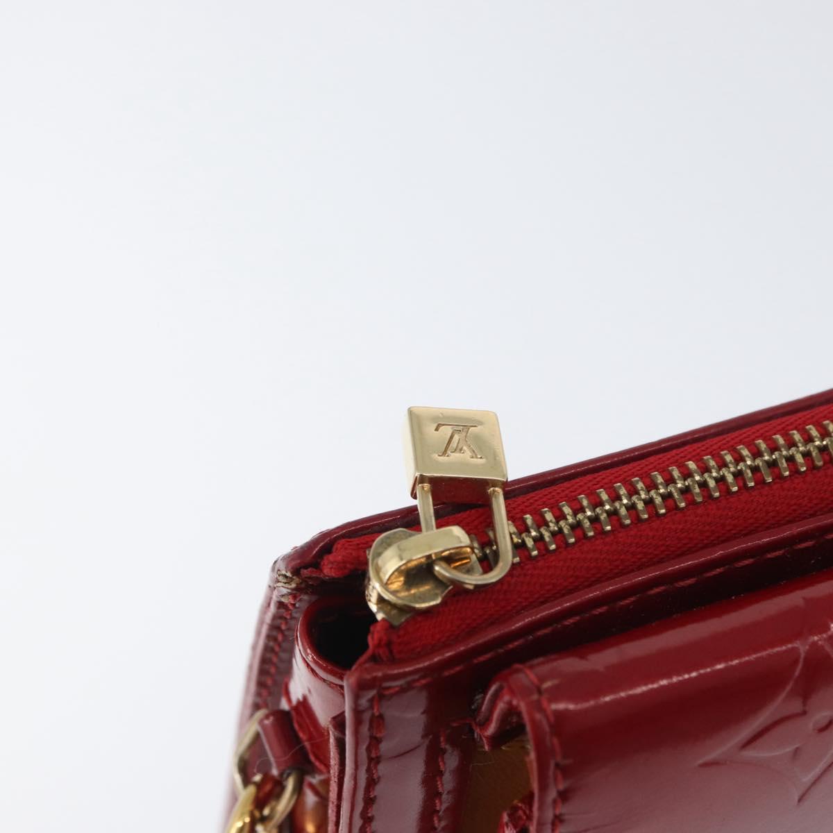 LOUIS VUITTON Monogram Vernis Motto Accessory Pouch Red M91137 LV Auth YKZ724