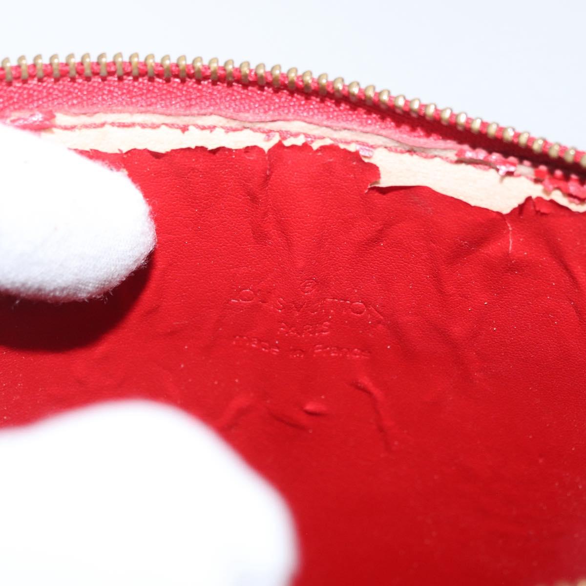 LOUIS VUITTON Monogram Vernis Motto Accessory Pouch Red M91137 LV Auth YKZ724