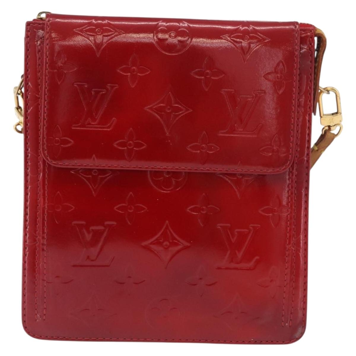 LOUIS VUITTON Monogram Vernis Motto Accessory Pouch Red M91137 LV Auth YKZ724
