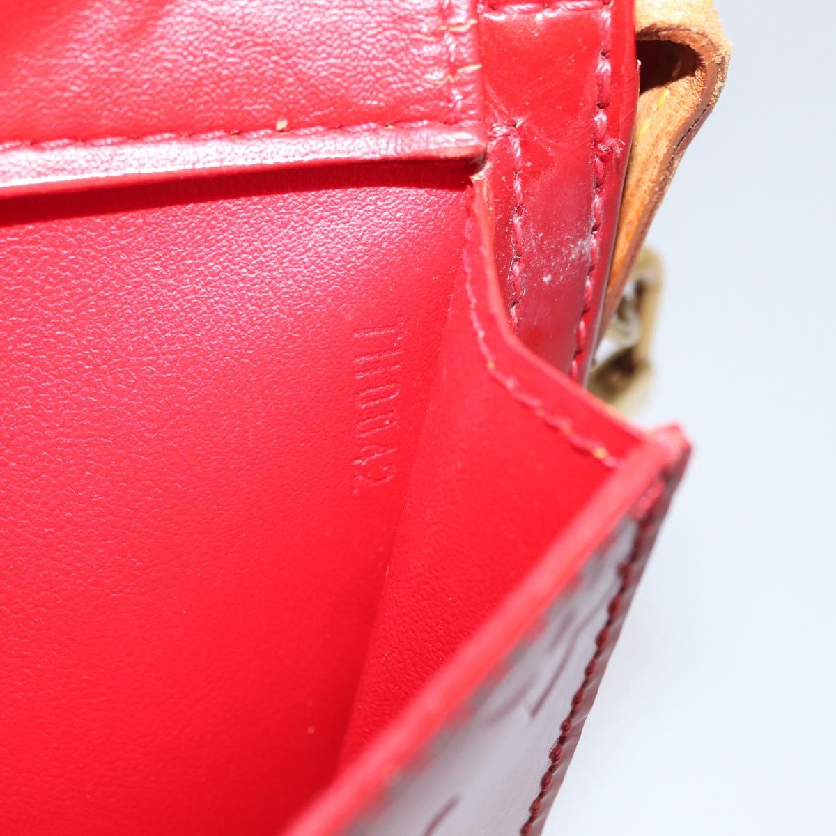 LOUIS VUITTON Monogram Vernis Motto Accessory Pouch Red M91137 LV Auth YKZ724