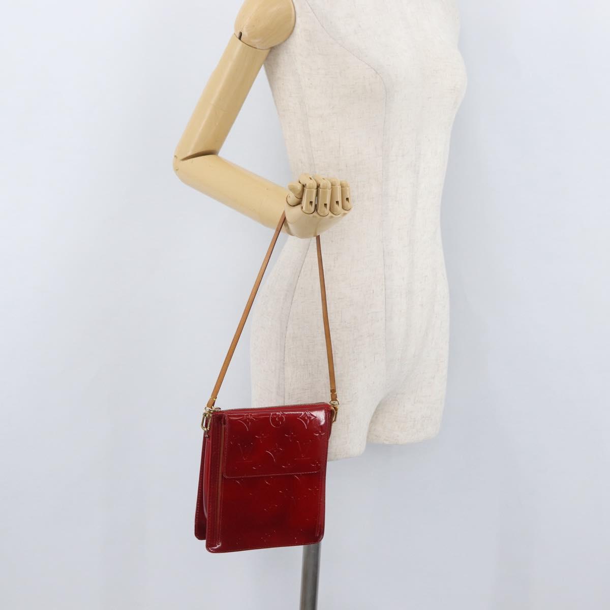 LOUIS VUITTON Monogram Vernis Motto Accessory Pouch Red M91137 LV Auth YKZ724