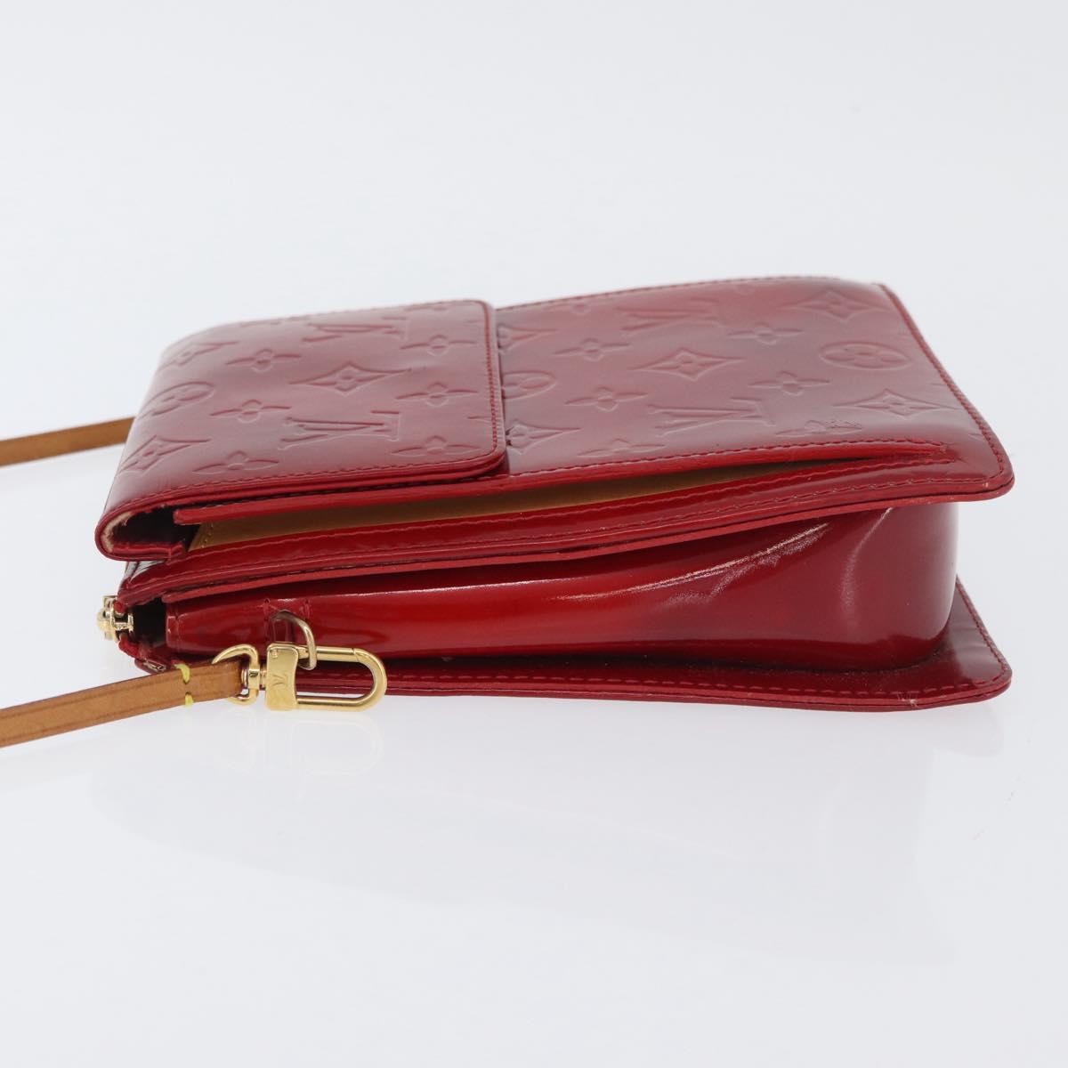LOUIS VUITTON Monogram Vernis Motto Accessory Pouch Red M91137 LV Auth YKZ724