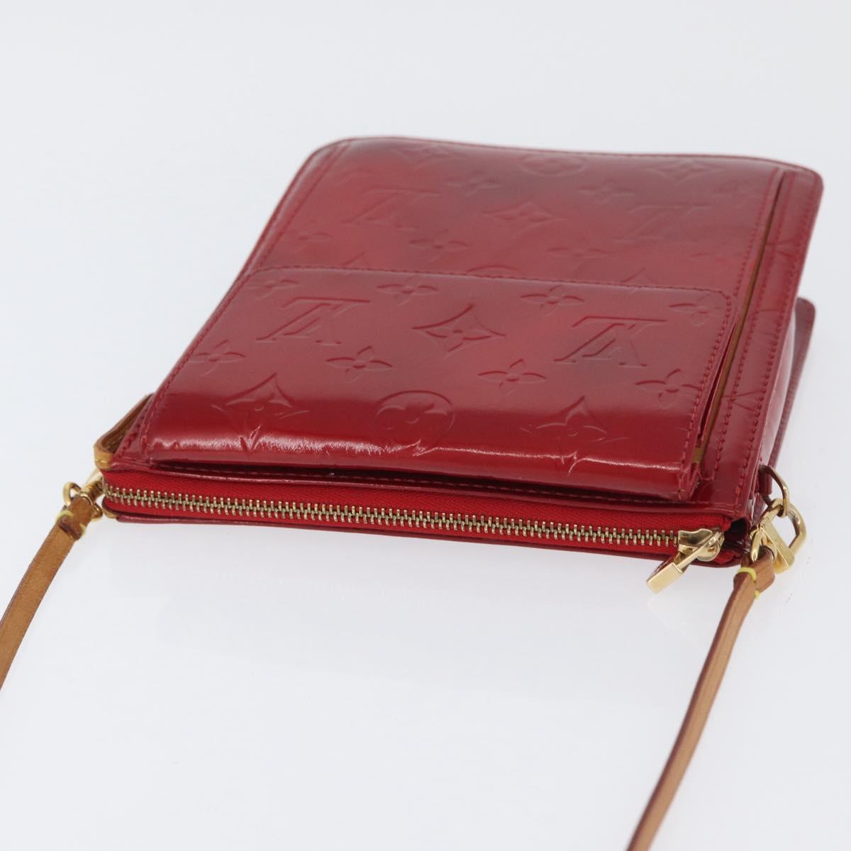 LOUIS VUITTON Monogram Vernis Motto Accessory Pouch Red M91137 LV Auth YKZ724