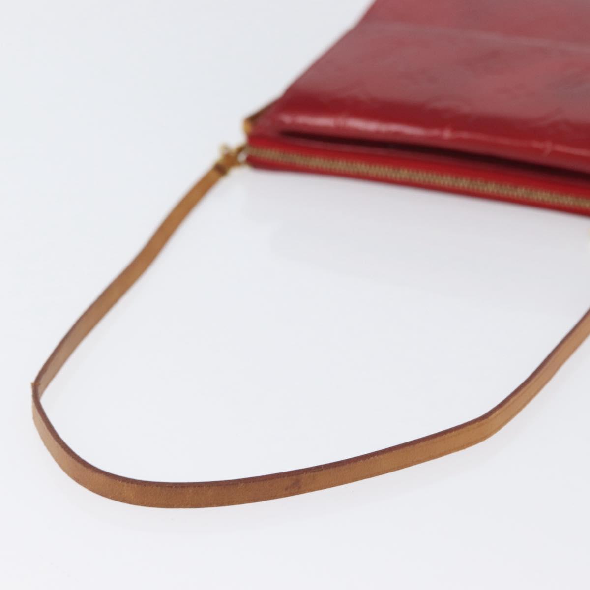 LOUIS VUITTON Monogram Vernis Motto Accessory Pouch Red M91137 LV Auth YKZ724