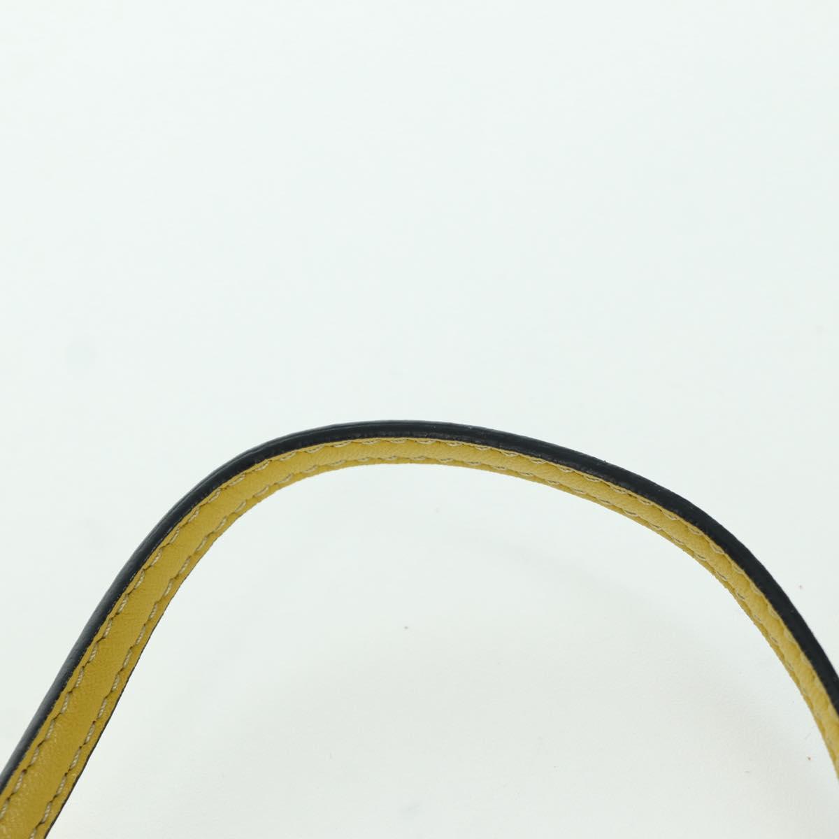 FENDI Monster Micro Bucket Shoulder Bag Leather 2way Yellow Silver Auth YKZ725A