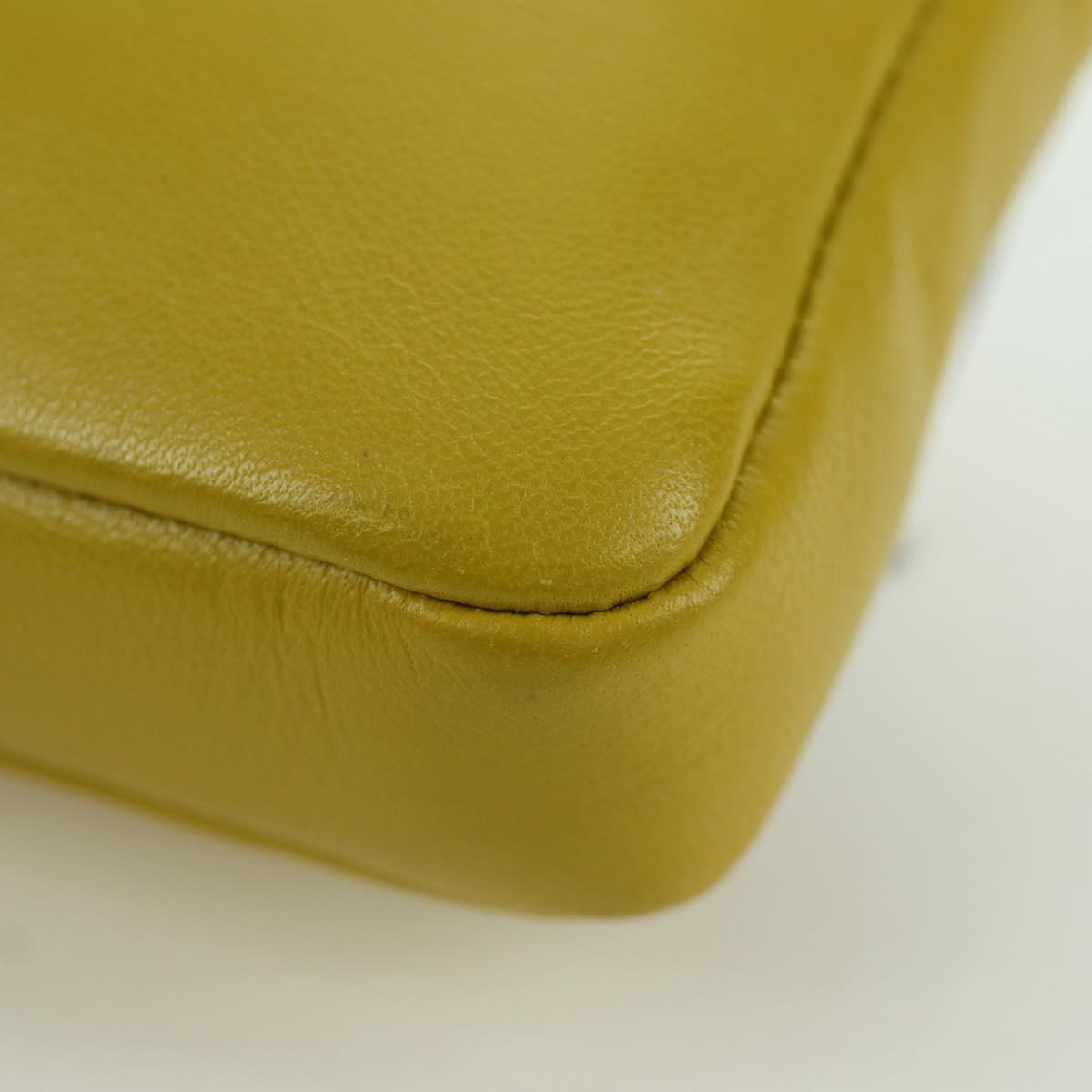FENDI Monster Micro Bucket Shoulder Bag Leather 2way Yellow Silver Auth YKZ725A
