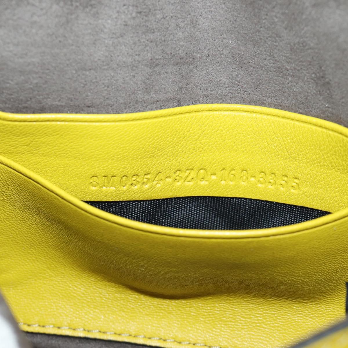 FENDI Monster Micro Bucket Shoulder Bag Leather 2way Yellow Silver Auth YKZ725A