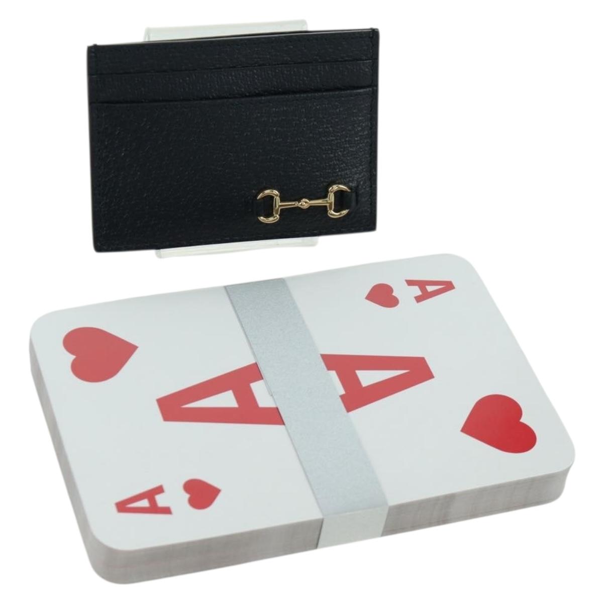GUCCI Horsebit Card Case Playing Cards Set Leather 700469 Auth YKZ728A