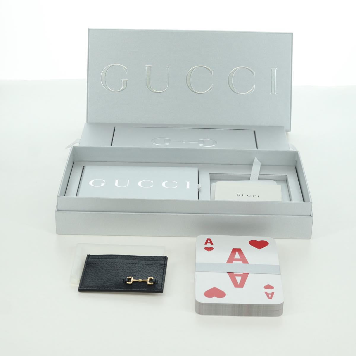 GUCCI Horsebit Card Case Playing Cards Set Leather 700469 Auth YKZ728A