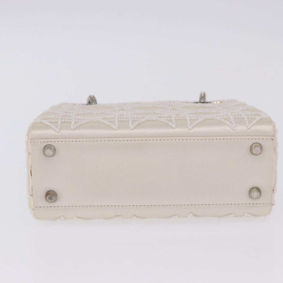 Christian Dior Canage Lady Dior Hand Bag Satin Champagne Gold Auth YKZ738SAM