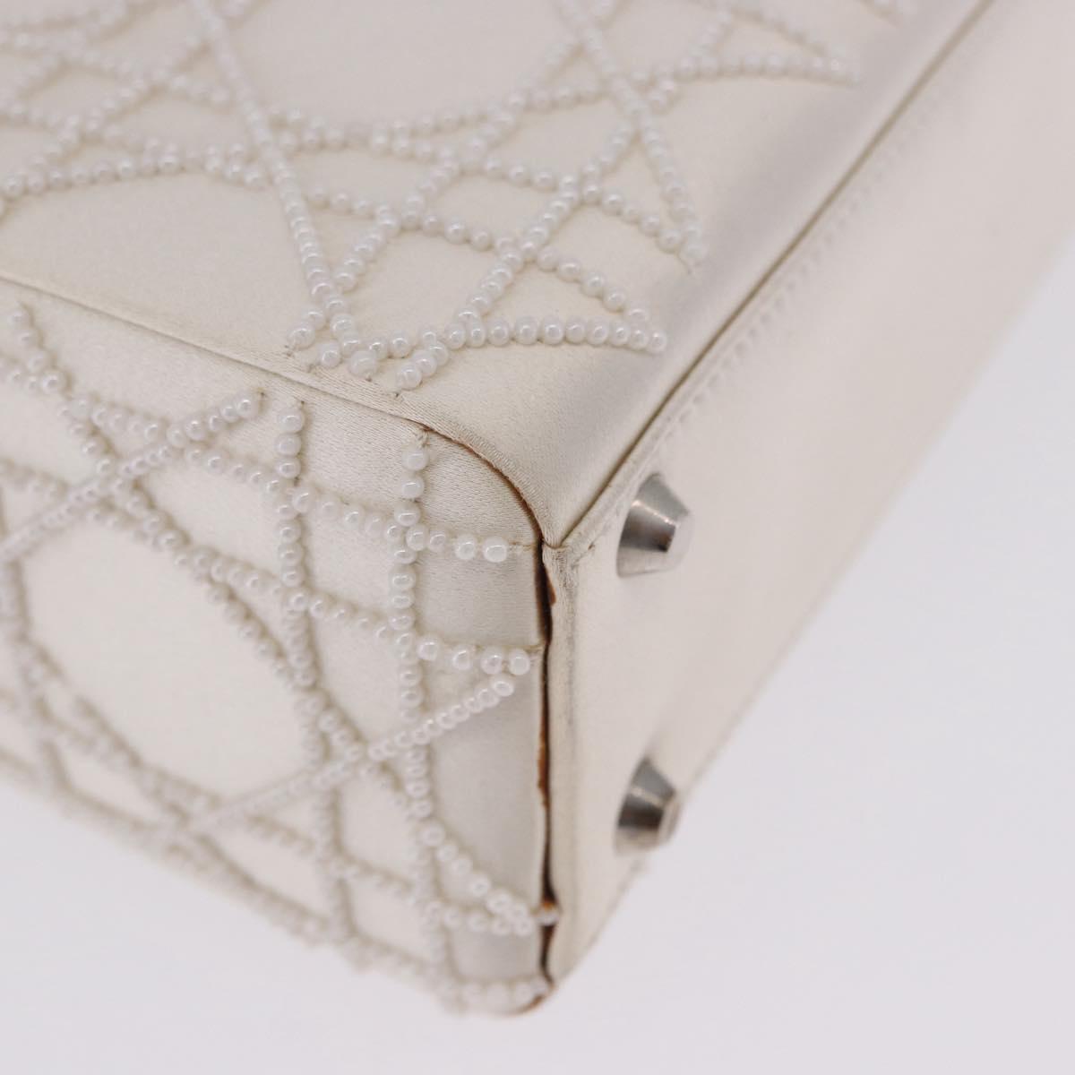 Christian Dior Canage Lady Dior Hand Bag Satin Champagne Gold Auth YKZ738SAM