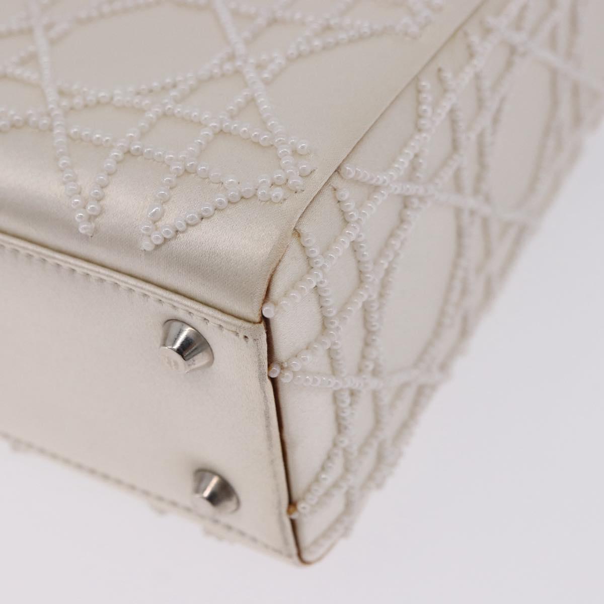 Christian Dior Canage Lady Dior Hand Bag Satin Champagne Gold Auth YKZ738SAM