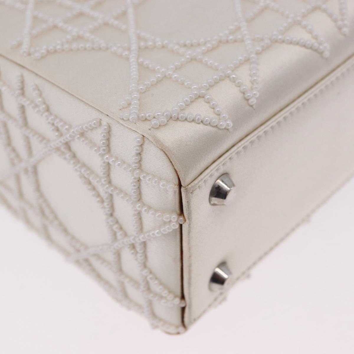 Christian Dior Canage Lady Dior Hand Bag Satin Champagne Gold Auth YKZ738SAM