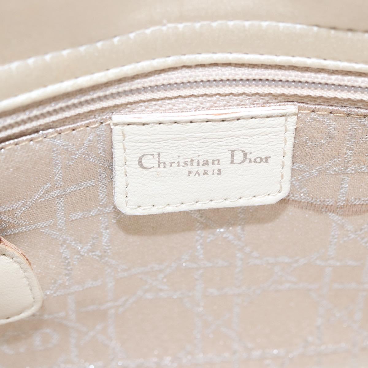 Christian Dior Canage Lady Dior Hand Bag Satin Champagne Gold Auth YKZ738SAM