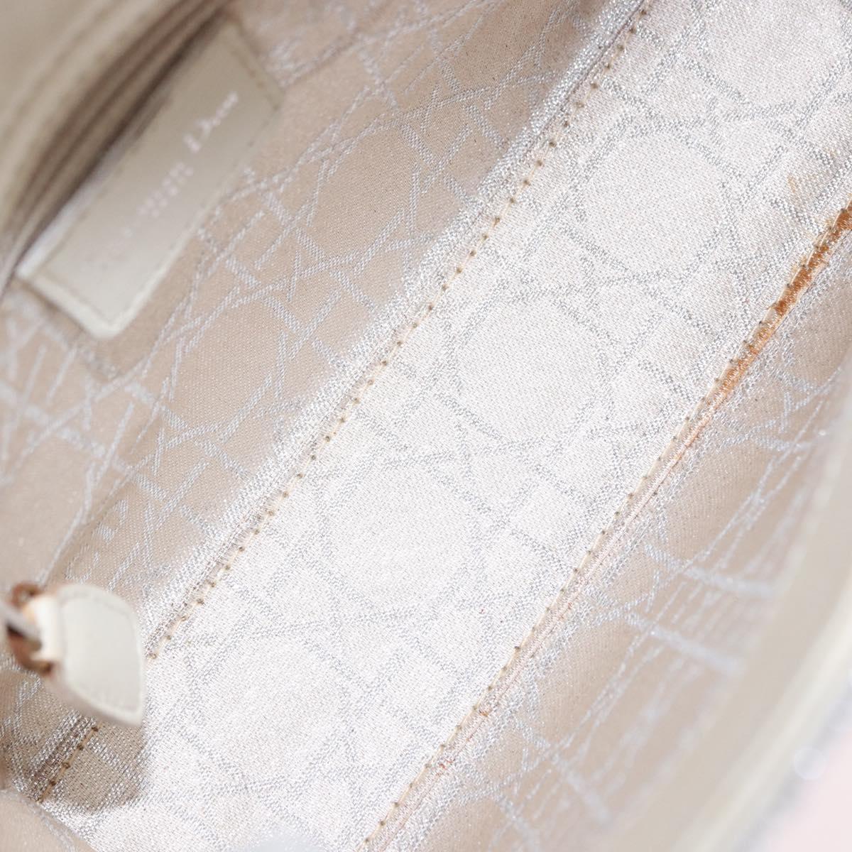 Christian Dior Canage Lady Dior Hand Bag Satin Champagne Gold Auth YKZ738SAM