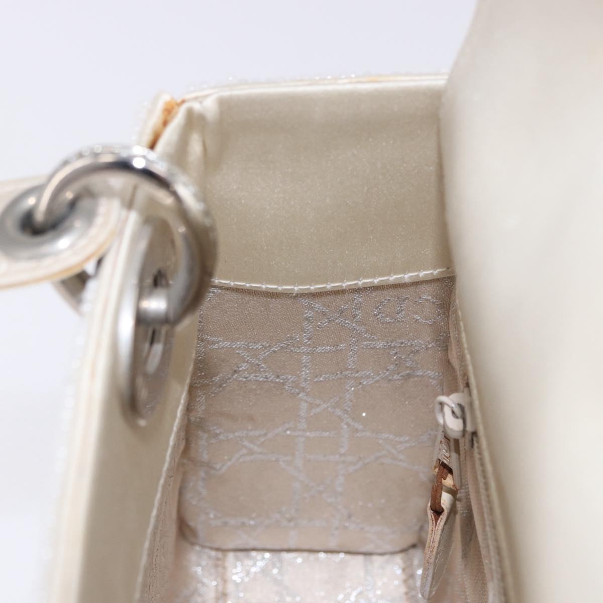 Christian Dior Canage Lady Dior Hand Bag Satin Champagne Gold Auth YKZ738SAM