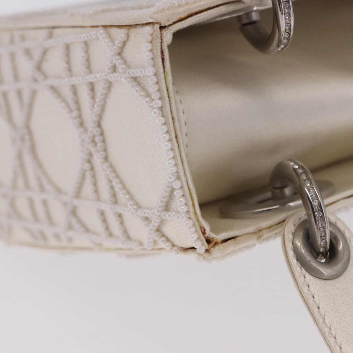 Christian Dior Canage Lady Dior Hand Bag Satin Champagne Gold Auth YKZ738SAM